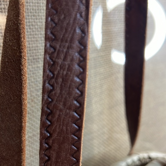 French Baskets: 🧺 Round Woven Straw Tote Bag with Brown Leather Straps: NWOT - Picture 5 of 6